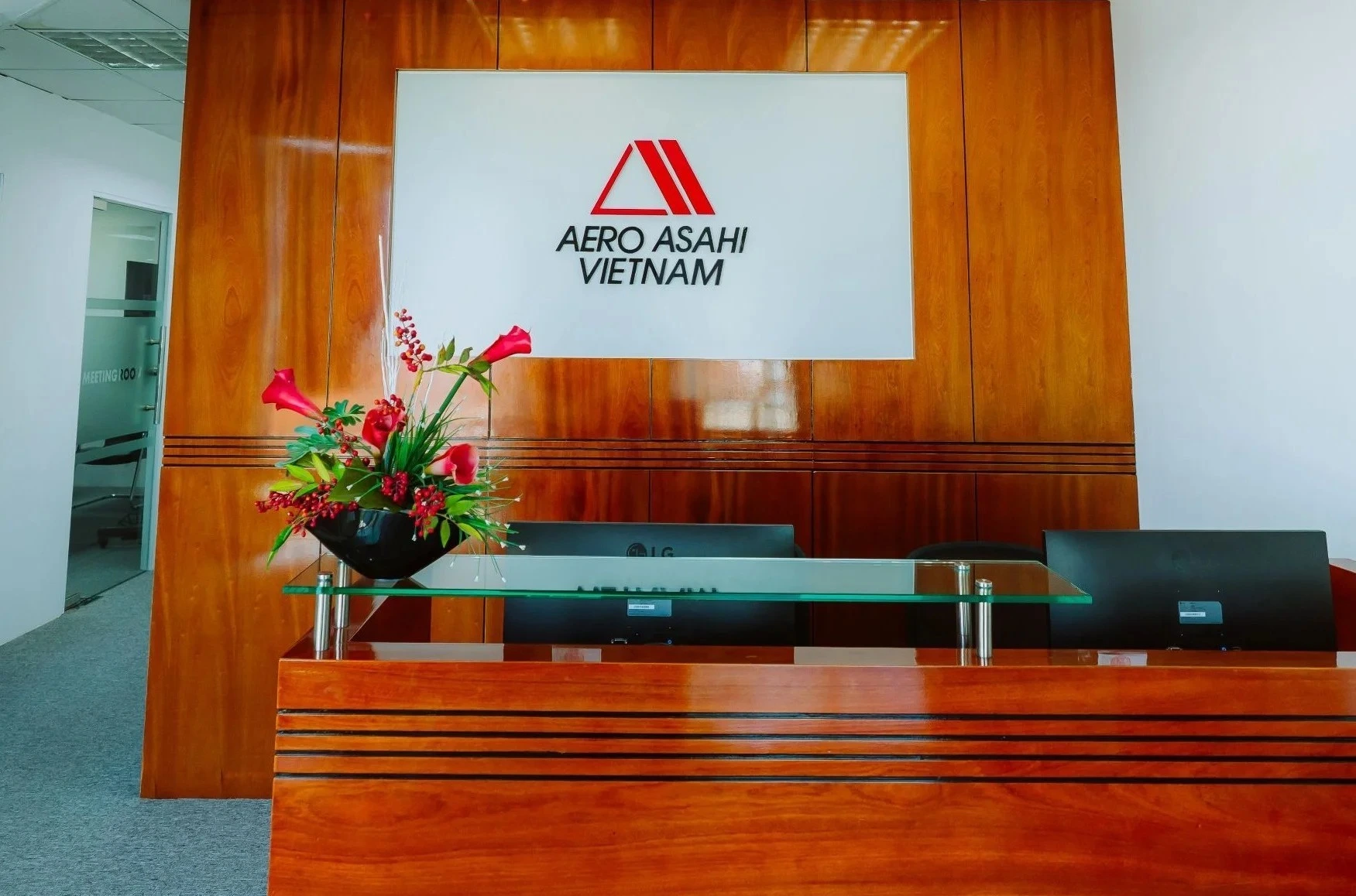 Modern reception area at Aero Asahi Vietnam office