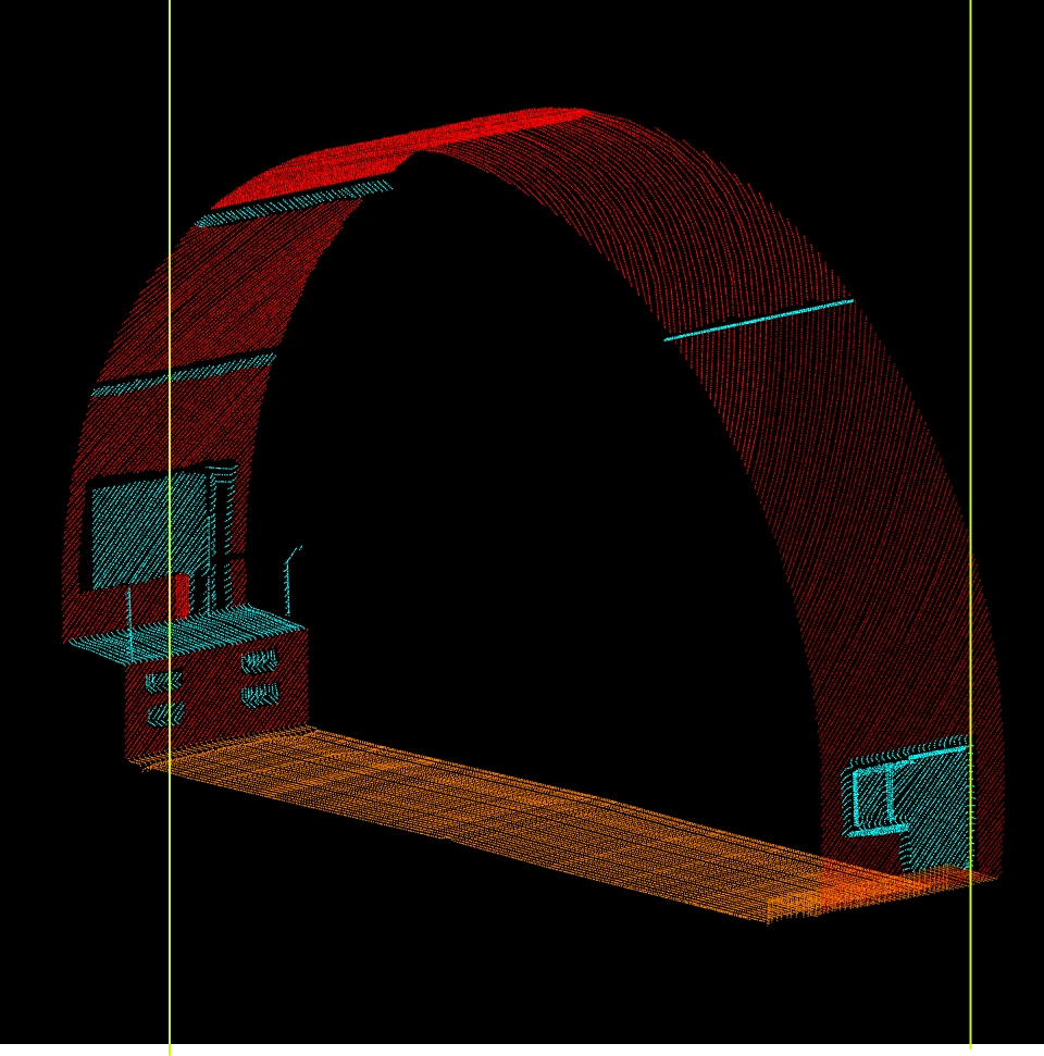 Processed point cloud results highlighting tunnel lining analysis for maintenance and inspection support