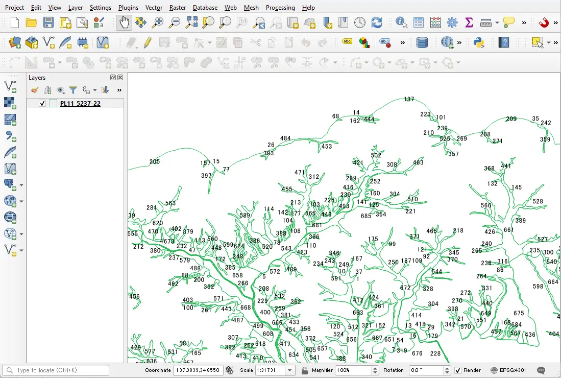 QGIS interface for GIS spatial data analysis