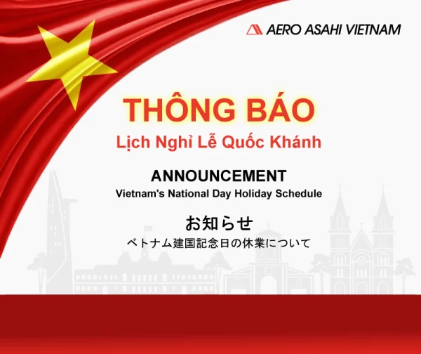 Lịch nghỉ Lễ Quốc Khánh Việt Nam 02-09 năm 2026 của Công Ty TNHH Aero Asahi Việt Nam
